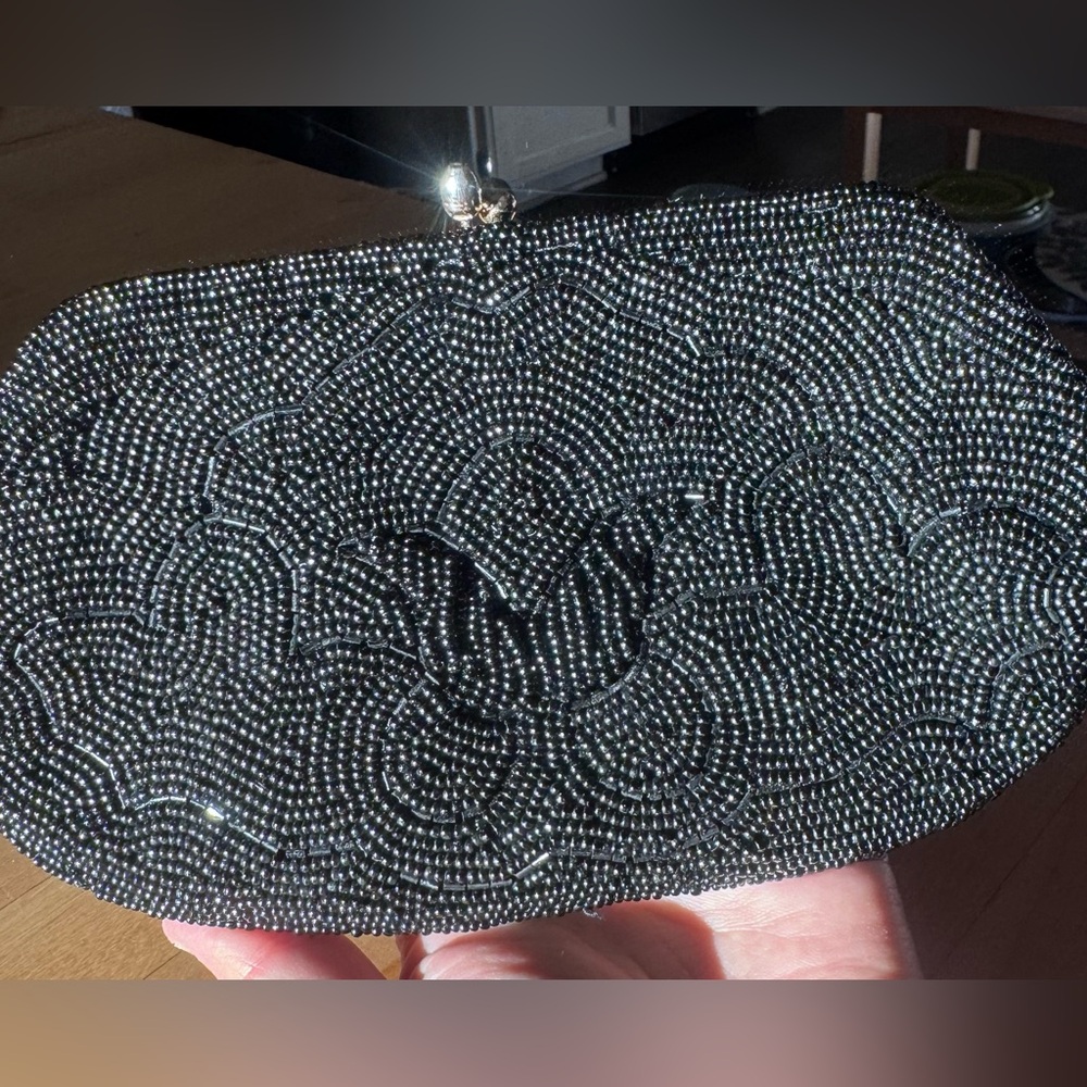Bon Soir Black Beaded Clutch
